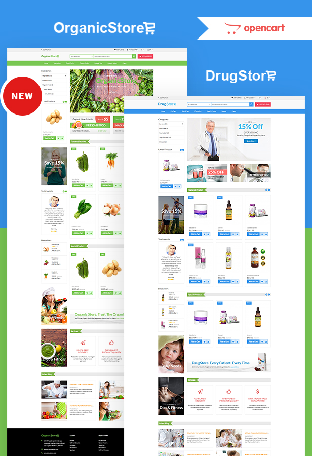 Drug, Organic & Food Store e-Commerce OpenCart 3.x Ready Theme - 3